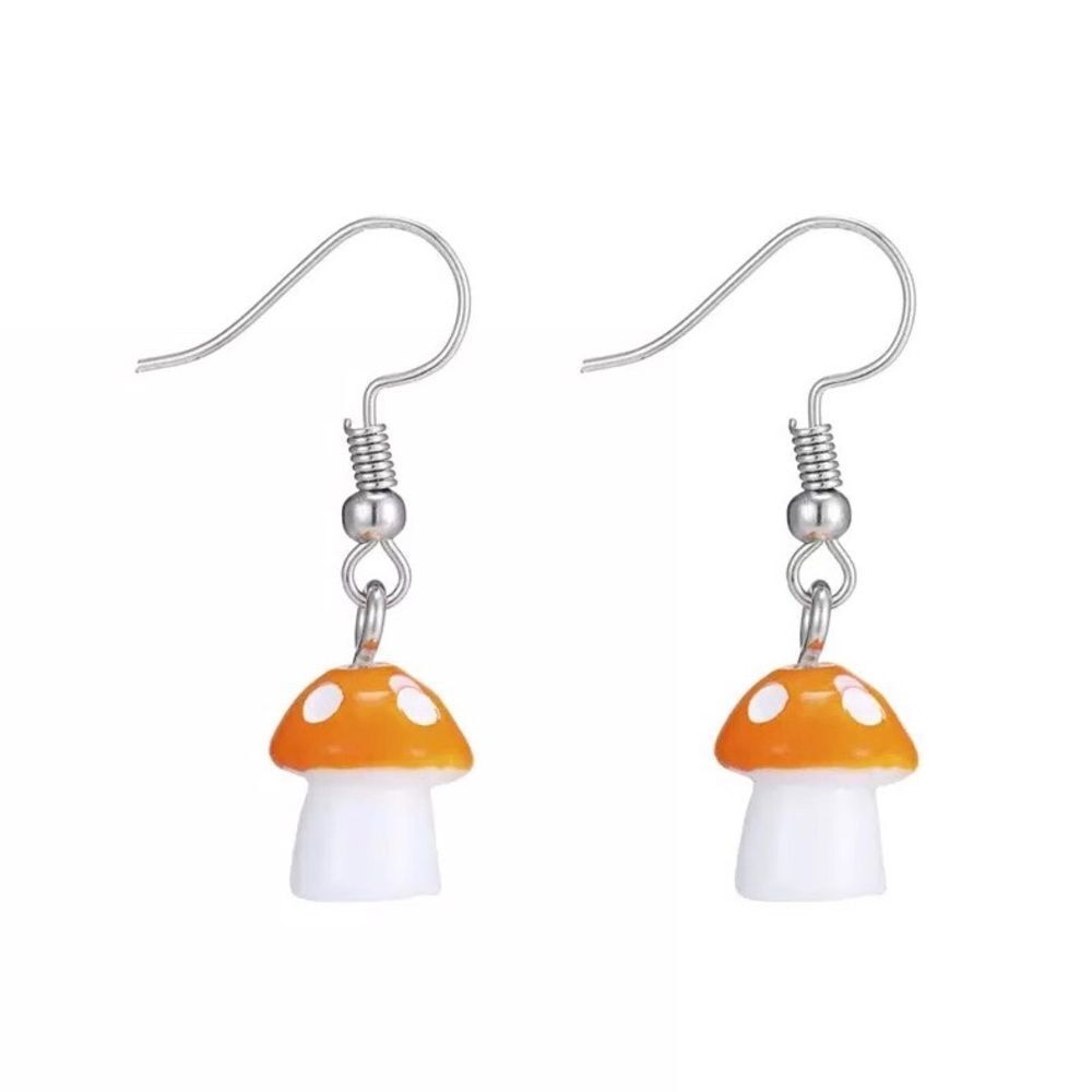 🆕Orange Mushroom Charm Dangle Earrings